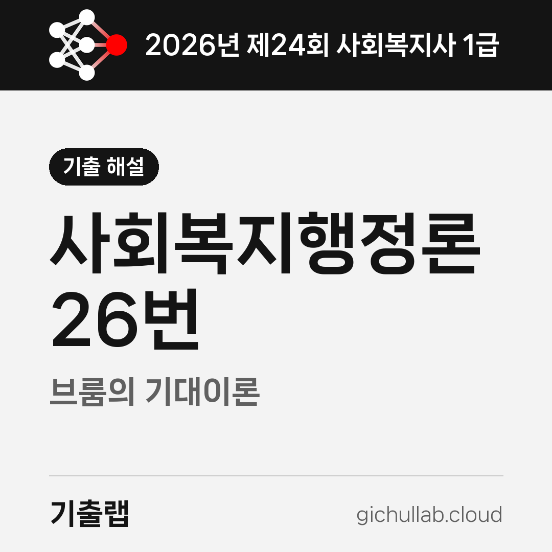 2026 사회복지행정론 첫 문제, 기대이론은 화살표 세 개입니다